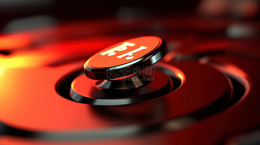 红色 ftp 按钮上鼠标光标的 3d 插图