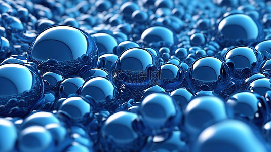 3d 抽象背景蓝色气泡的海洋