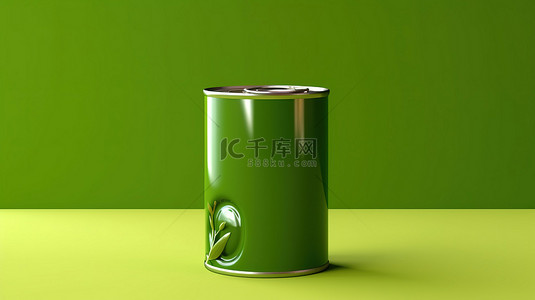 空空间橄榄油可以在绿色背景上通过 3D 渲染定制您的设计
