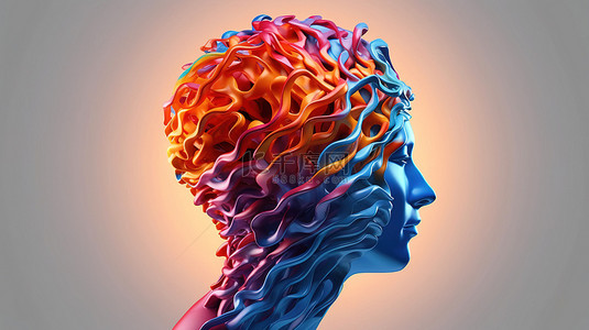 大脑和身体背景图片_以 3D 渲染的抽象形式生动地描绘了人类心灵