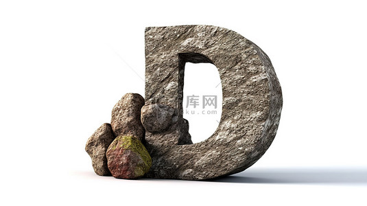 渲染字体背景图片_白色背景上问号纹理岩石标志的 3d 石符号渲染字体字符