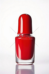 甲油瓶背景图片_白色背景上的一瓶红色指甲油