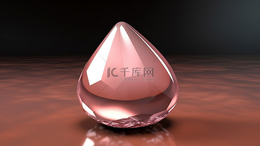 3D 渲染中的梨形玫瑰石英宝石
