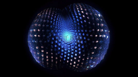 线框技术网格球体是蓝色 3D 渲染中点和线的现代组合