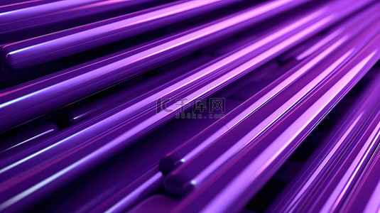 线性紫色图案抽象渐变的 3D 插图与几何条纹设计