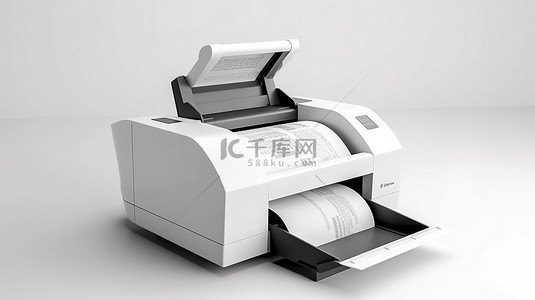 背景下显示的白纸上打印的空白购物收据的 3D 模型