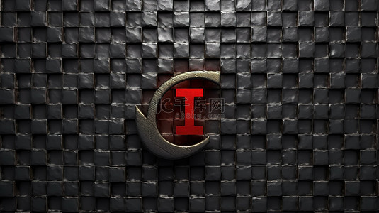 锤子标志背景图片_3d 渲染黑色金属矩阵背景与锤子和镰刀符号