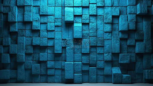 3d 蓝色混凝土墙