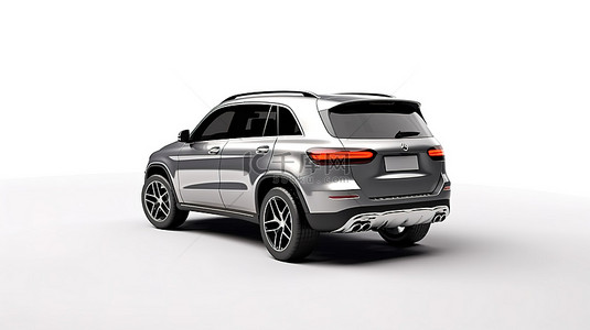 豪华车背景背景图片_白色隔离背景的 3D 渲染，具有高级城市家庭 SUV，无阴影