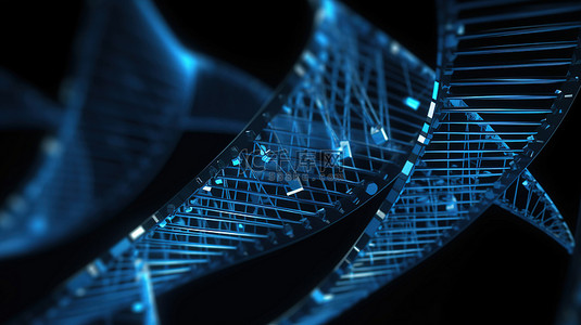 染色体dna背景图片_蓝色 3d 渲染中的 dna 结构