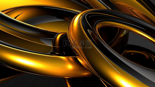 3D 世界中的金色和黄色抽象形状