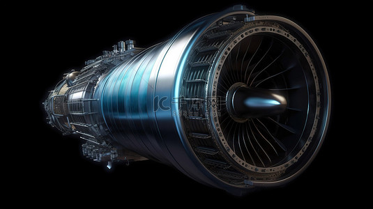 喷气发动机的 3D 渲染强大的飞机组件的侧视图