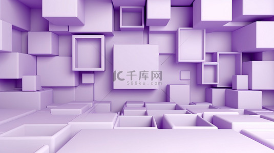 简约的白色抽象背景，带有 3d 呈现的紫色方形和紫色色调
