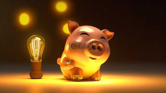 带金币的照明存钱罐是 3d 创意储蓄概念