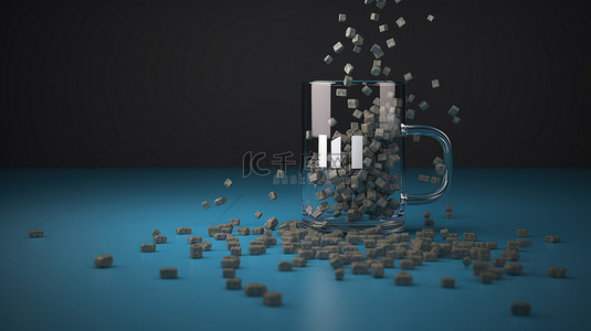 蓝色杯子中的专业社交网络药丸 linkedin 徽标的 3d 渲染