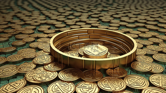 财富迷宫探索 3D 渲染中金钱获取的概念