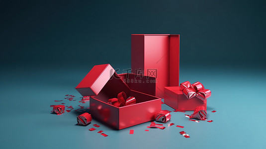 赚取积分以获得惊喜 忠诚度计划中打开的礼品盒的 3D 渲染