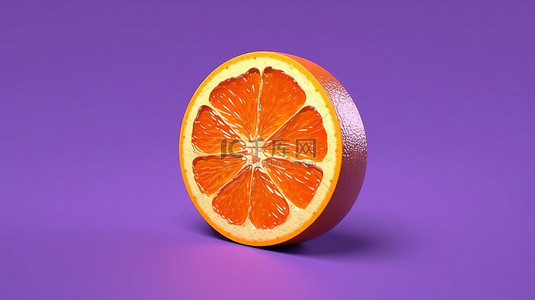 橙色夏天背景图片_夏季共鸣 3D 渲染橙色切片隔离在充满活力的紫色背景