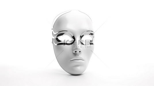 化妆舞会面具背景图片_白色背景上隔离的面具的 3d 插图
