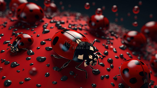 昆虫插图背景图片_3D 瓢虫，令人惊叹的昆虫展示