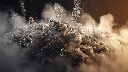灰尘粉末背景图片_悬浮在灰尘和烟雾中的空灵水滴 3d 渲染