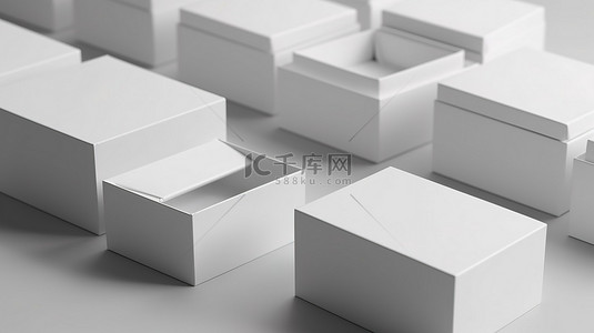 商品包装纸背景图片_未装箱的白色包装模型的 3D 渲染插图