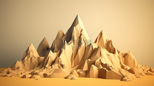 低聚 3d 渲染中的山