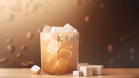 融化水果背景图片_奶茶茶品饮料冰块