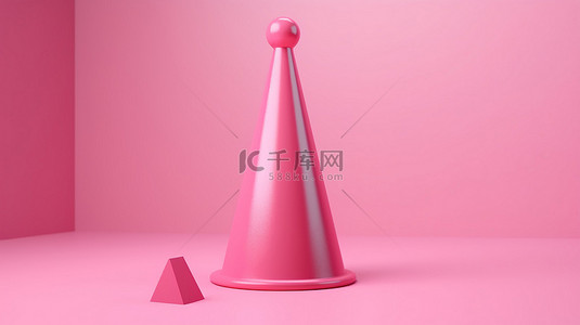 警报灯gif背景图片_柔和的粉红色柔和背景上的 3D 渲染中的警告警报图标