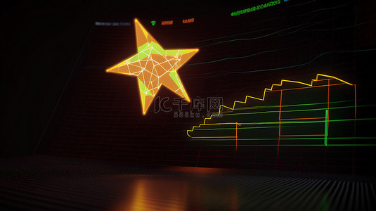 使用 3D 渲染在几内亚比绍说明的恒星加密货币的上升图表