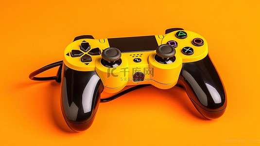 黄色手柄背景图片_带游戏控制器和 3d 眼镜的黄色背景