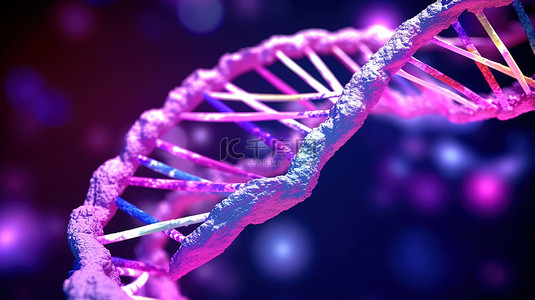 DNA 螺旋的 3D 插图探索遗传生物技术和医学的奇迹