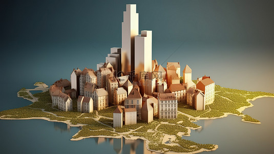 3D 渲染的信息图表和社交媒体内容说明了法国的经济进步