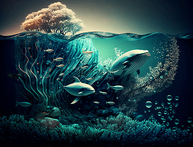 海水泡泡背景背景图片_海洋海水生物背景