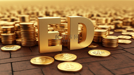 Defi 农业是一种通过 3D 渲染的金币和文本描述的有前途的加密货币商业概念