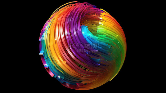 彩虹色重叠和级联 3D 渲染的多尺寸线框地球仪