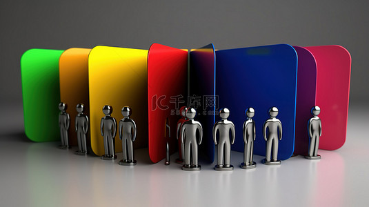 商务工作人物背景图片_围绕 3D 渲染活页夹的匿名人物