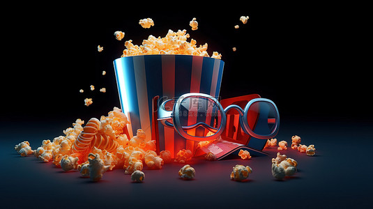 带着爆米花 3D 眼镜和电影胶片在线欣赏艺术电影的完美电影之夜