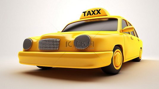 交通工具符号背景图片_3d 设计中的黄色出租车标志