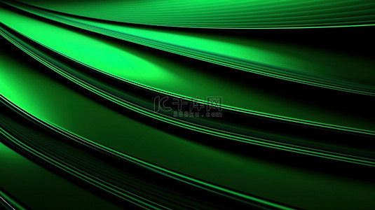绿色背景上线条的 3d 渲染