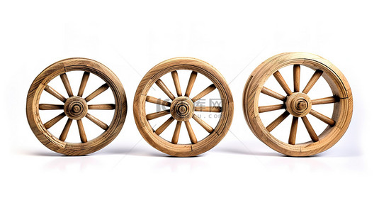 复古航海背景图片_孤立的白色背景展示 3D 复古木轮