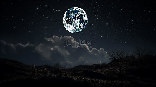 免费刷背景图片_月亮天空星系蓝天