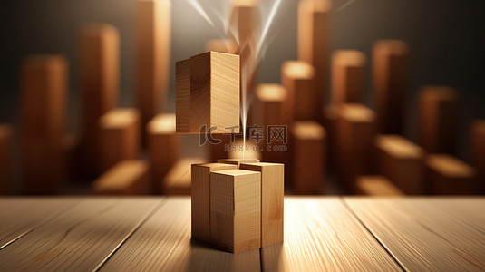 思维改变背景图片_3D 渲染木制立方体块从左向右翻转箭头，象征着业务中断和创新思维