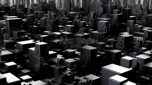 黑色 3d 渲染的城市景观抽象纹理背景