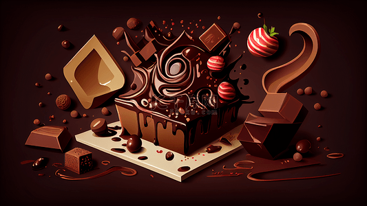 巧克力糖果甜品插画背景