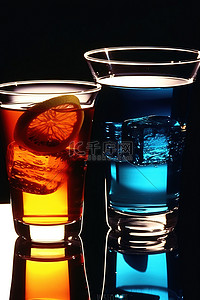 玻璃杯中不同颜色鸡尾酒的图像