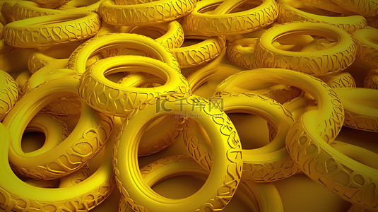 3D 中的黄色环形图案充满活力的背景呈现出令人惊叹的细节
