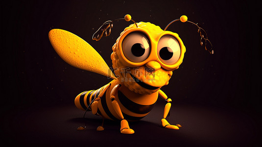 3d昆虫背景图片_一只蜜蜂的俏皮 3D 插图