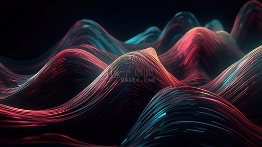 色彩几何背景背景图片_波浪线在渲染中形成抽象和未来派的 3d 几何背景