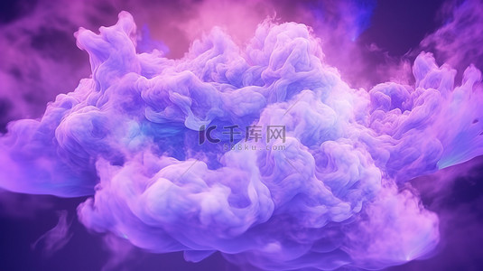 充满活力的云景动态霓虹灯云与紫色雾气混合，通过改变 3D 渲染颜色增强效果